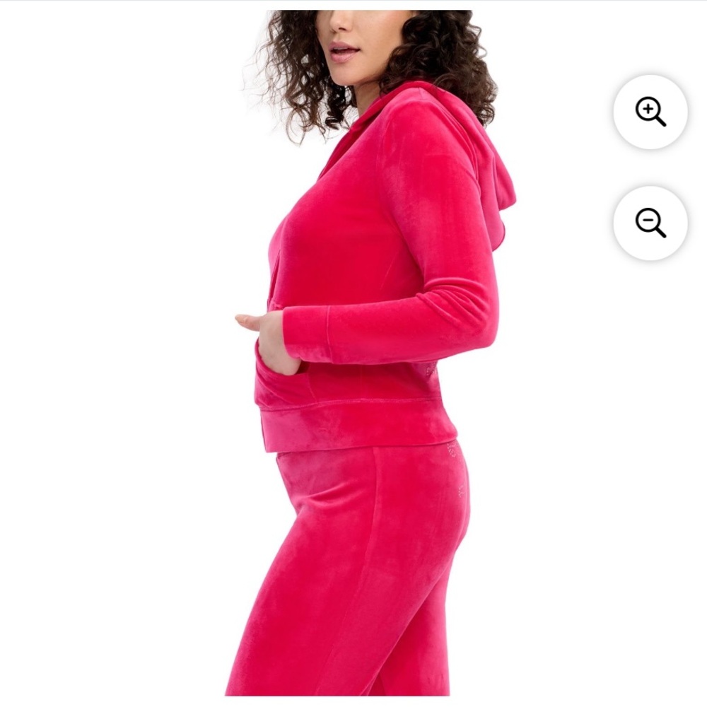 BN Juicy Couture Red Velour pants size #L (embellished JUICY)on left side - Picture 4 of 5